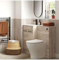 Tabo Ancona Oak Floor Standing L-Shape WC & Basin Unit (LH) 1100mm