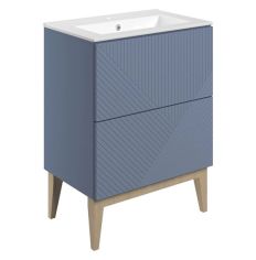 Tabo Bergamo Matt Smoke Blue Floor Standing 2 Drawer Basin Unit & Basin 615mm