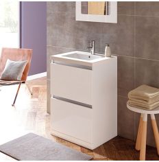 Tabo Delfina White Gloss Floor Standing 2 Drawer Basin Unit & Basin 615mm