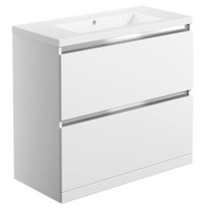 Tabo Delfina White Gloss Floor Standing 2 Drawer Basin Unit & Basin 815mm