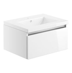 Tabo Delfina White Gloss Wall Hung 1 Drawer Basin Unit & Basin 615mm