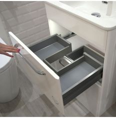 Tabo Florence White Gloss Floor Standing 2 Drawer Basin Unit & Basin with integrated lighting 610mm