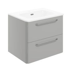 Tabo Florence Grey Gloss Wall Hung 2 Drawer Basin Unit & Basin 610mm