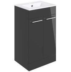 Tabo Modena Anthracite Gloss Floor Standing 2 Door Basin Unit & Basin 510mm