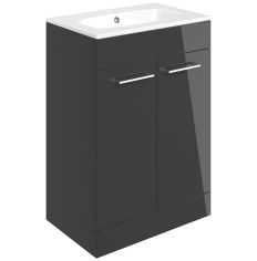 Tabo Modena Anthracite Gloss Floor Standing 2 Door Basin Unit & Basin 610mm