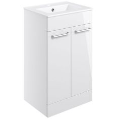 Tabo Modena White Gloss Floor Standing 2 Door Basin Unit & Basin 510mm