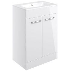 Tabo Modena White Gloss Floor Standing 2 Door Basin Unit & Basin 610mm