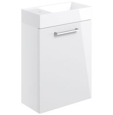 Tabo Modena White Gloss Wall Hung 1 Door Basin Unit & Basin 410mm