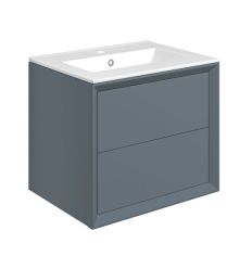 Tabo Orta Matt Storm Blue Wall Hung 2 Drawer Basin Unit & Basin 615mm