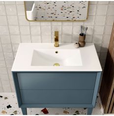 Tabo Orta Matt Storm Blue Wall Hung 2 Drawer Basin Unit & Basin 815mm