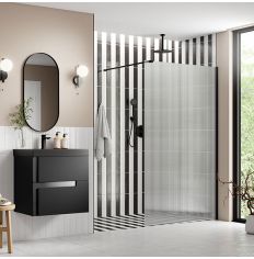 Tabo Splash Fresco Fluted Glass Wetroom Panel Black