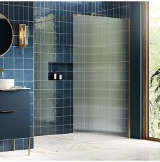 Splash Fresco Fluted Glass Wetroom Panel (& side panel) Brushed Brass