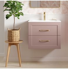 Tabo Treviso Matt Peony Wall Hung 2 Drawer Basin Unit & Basin 615mm