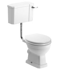 Tabo Primrose Low Level WC & Satin White Wood Effect Soft Close Seat