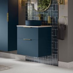 Tabo Milan Matt Deep Blue Wall Hung 2 Drawer Basin Unit 590mm