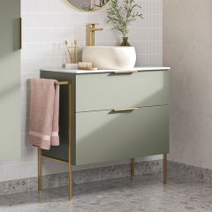 Tabo Milan Matt Olive Green Wall Hung 2 Drawer Basin Unit