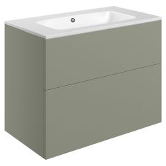 Tabo Milan Matt Olive Green Wall Hung 2 Drawer Unit & Basin 815mm