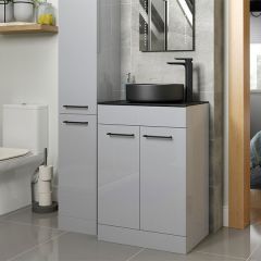 Tabo Ancona Grey Gloss Floor Standing 2 Door Tall Unit 350mm