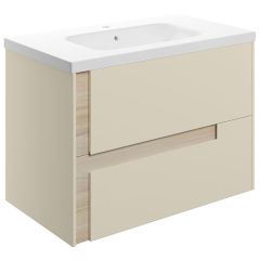 Tabo Roma Matt Cotton Wall Hung 2 Drawer Unit & White Basin 815mm