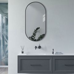 Tabo Moon Matt Black Obround Mirror 800 x 400mm