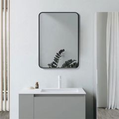 Tabo Moon Matt Black Rectangle Mirror 600 x 800mm