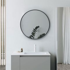 Tabo Moon Matt Black Round Mirror 500 x 500mm