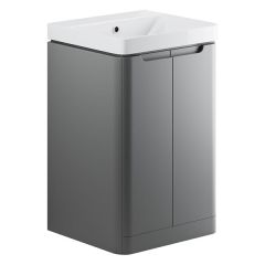 Tabo Magenta Matt Grey Floor Standing 2 Door Cloakroom Basin Unit 500mm