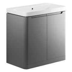 Tabo Magenta Matt Grey Floor Standing 2 Door Cloakroom Basin Unit 800mm