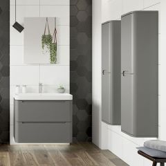 Tabo Magenta Matt Grey Wall Hung 2 Door Tall Units