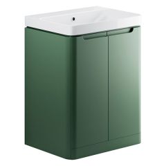 Tabo Magenta Matt Sage Green Floor Standing 2 Door Cloakroom Basin Unit 600mm