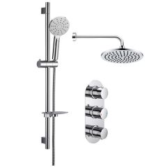 Tabo Merita 4 - Two Outlet Triple Shower Valve with Riser & Overhead Kit