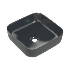 Gallery Matt Black Square Washbowl & Waste 400mm