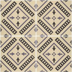 Odyssey Pompeii Indigo and Dark Blue on White Tiles, repeat pattern