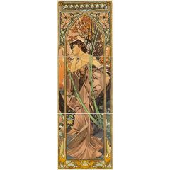 Original Style Alphonse Mucha Evening Reverie LH 3-tile Set