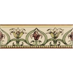 Original Style Art Nouveau Lily Green Border Tile