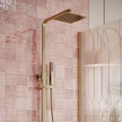 Tabo Brushed Bronze Square Thermostatic Bar Mixer Shower with Riser Kit