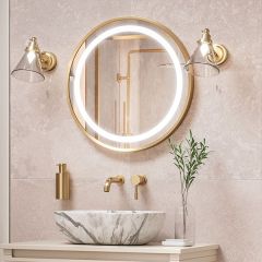 Tabo Future Front-Lit LED Brushed Brass Mirror 600 x 600mm