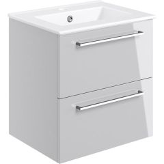 Tabo Modena Grey Gloss Wall Hung 2 Drawer Basin Unit & Basin 510mm