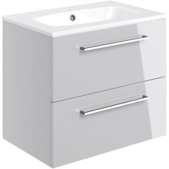 Tabo Modena Grey Gloss Wall Hung 2 Drawer Basin Unit & Basin 610mm