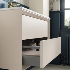 Tabo Orta Matt Cotton Wall Hung 2 Drawer Basin Unit & Basin 815mm