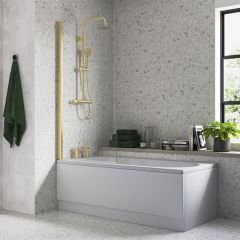 Tabo Single Straight Brushed Brass Bath Screen