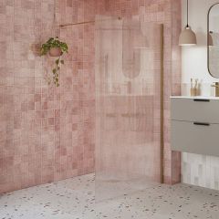 Tabo Splash Fresco Fluted Glass Wetroom Panel Brushed Bronze 800mm