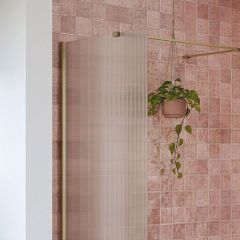 Tabo Splash Fresco Optional Fluted Glass Wetroom Side Panel Brushed Bronze 800mm