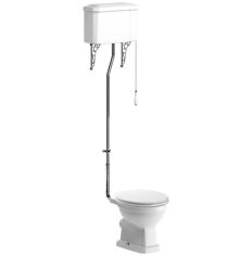 Tabo Primrose High Level WC & Satin White Wood Effect Soft Close Seat