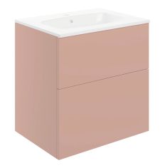 Tabo Milan Matt Antique Rose Wall Hung 2 Drawer Unit & Basin 610mm