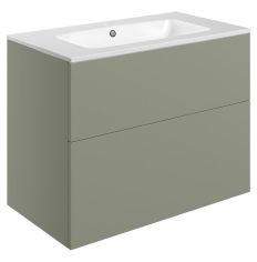 Tabo Milan Matt Olive Green Wall Hung 2 Drawer Unit & Basin 815mm