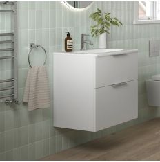 Tabo Milan Matt White Wall Hung 2 Drawer Unit & Basin 610mm