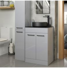 Tabo Ancona Grey Gloss Floor Standing 2 Door Tall Unit 350mm