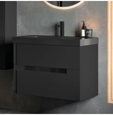 Tabo Roma Matt Black Wall Hung 2 Drawer Unit & Basin 605mm