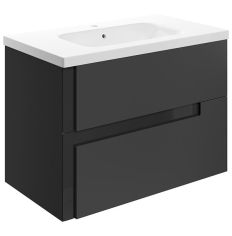 Tabo Roma Matt Black Wall Hung 2 Drawer Unit & White Basin 815mm